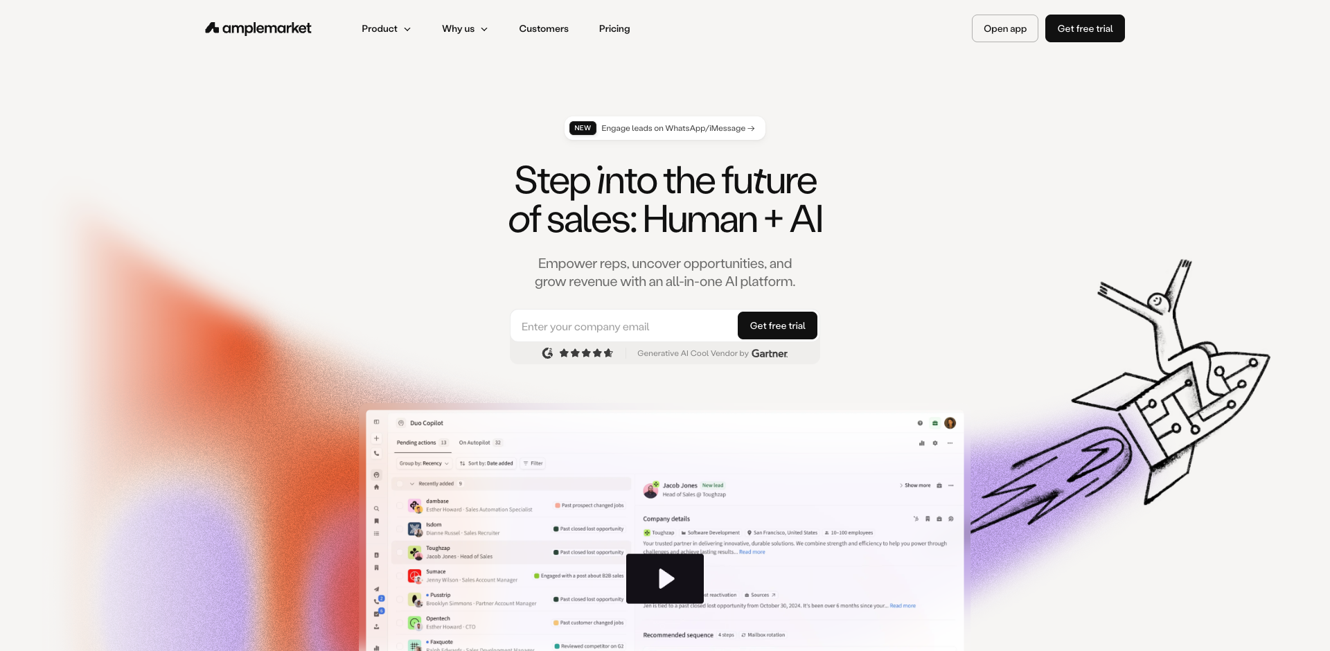 Amplemarket homepage screenshot