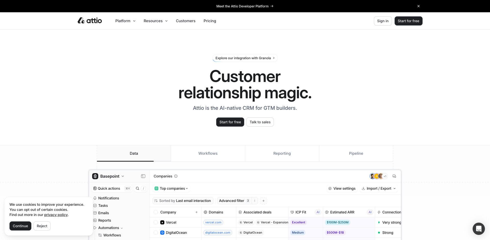 Attio homepage screenshot
