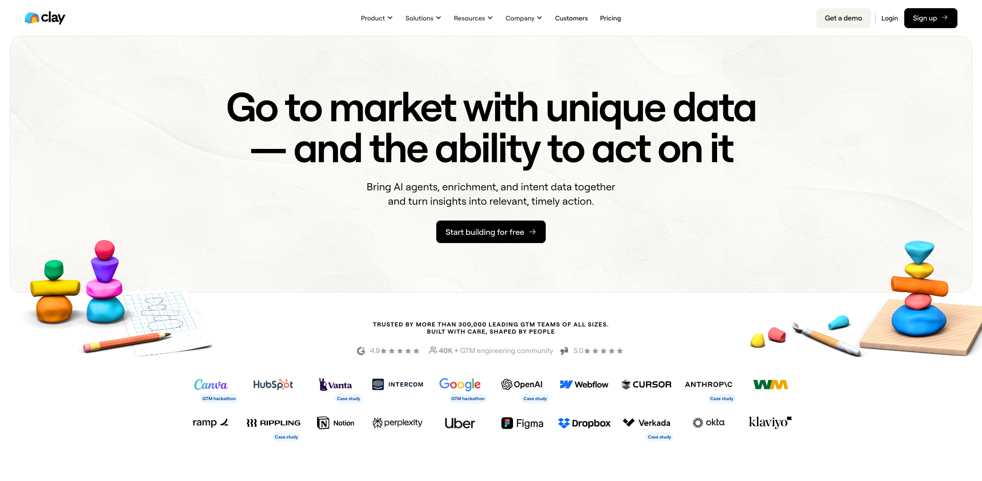 Clay homepage screenshot