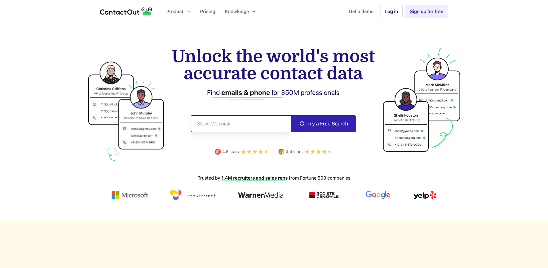 ContactOut homepage screenshot