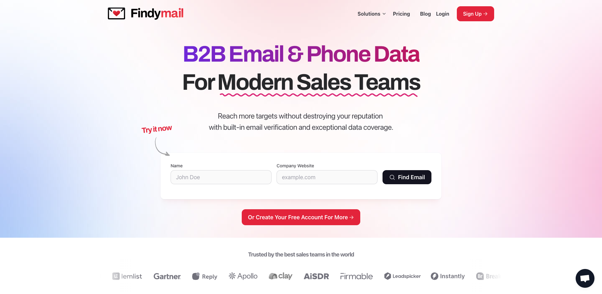 Findymail homepage screenshot
