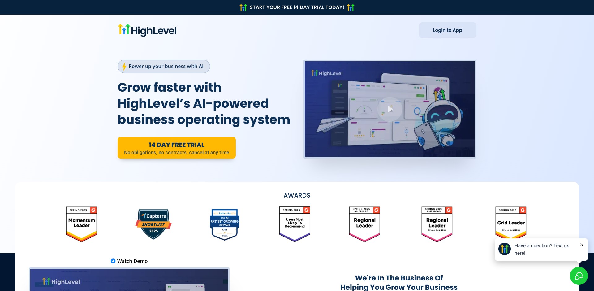 HighLevel homepage screenshot
