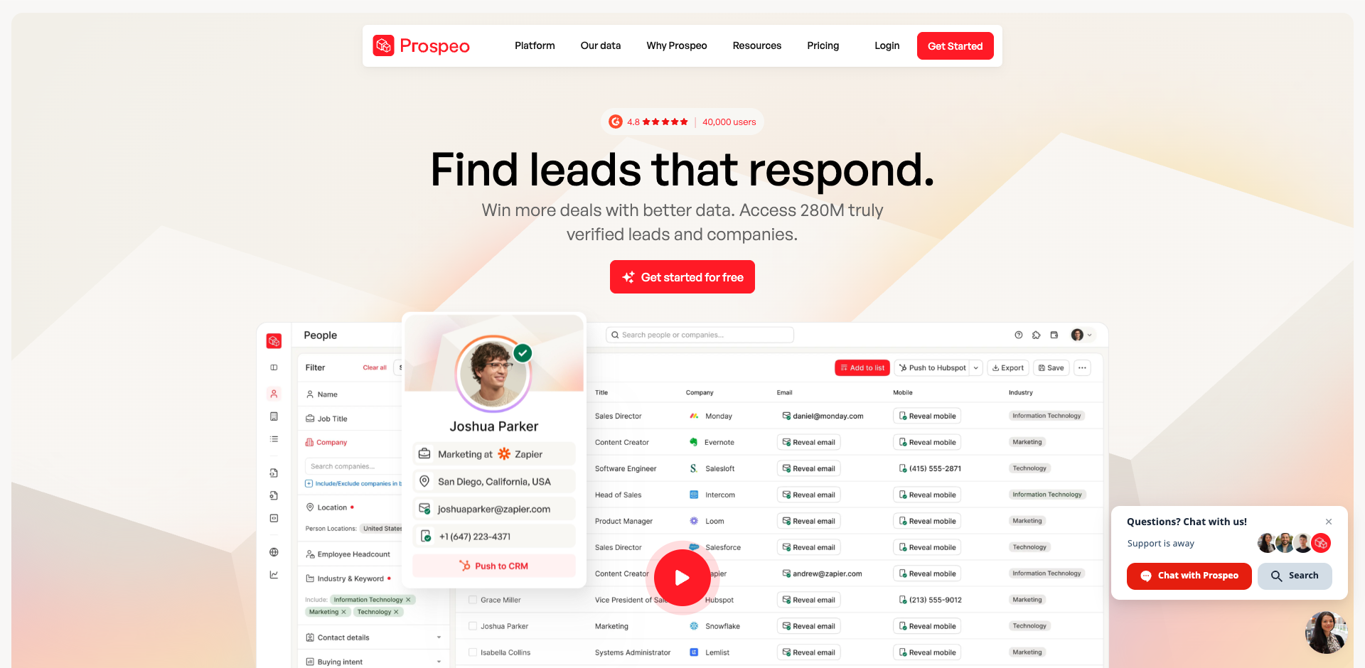 Prospeo homepage screenshot