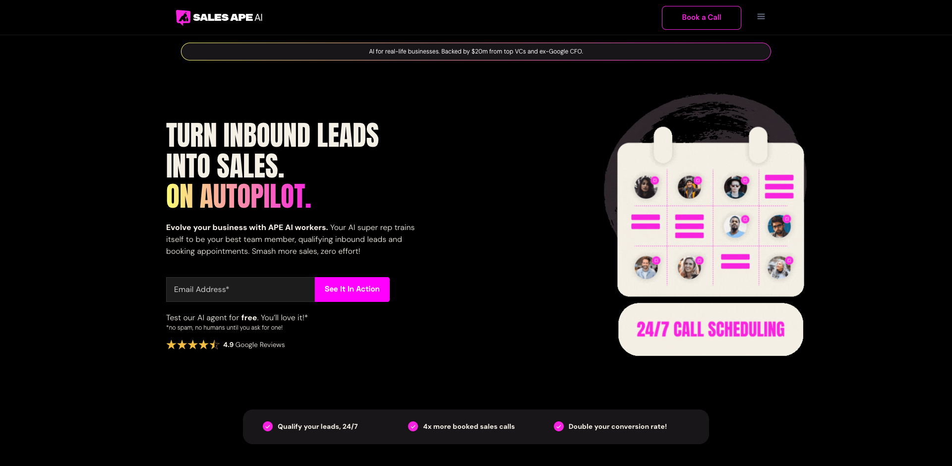 SalesAPE.AI homepage screenshot