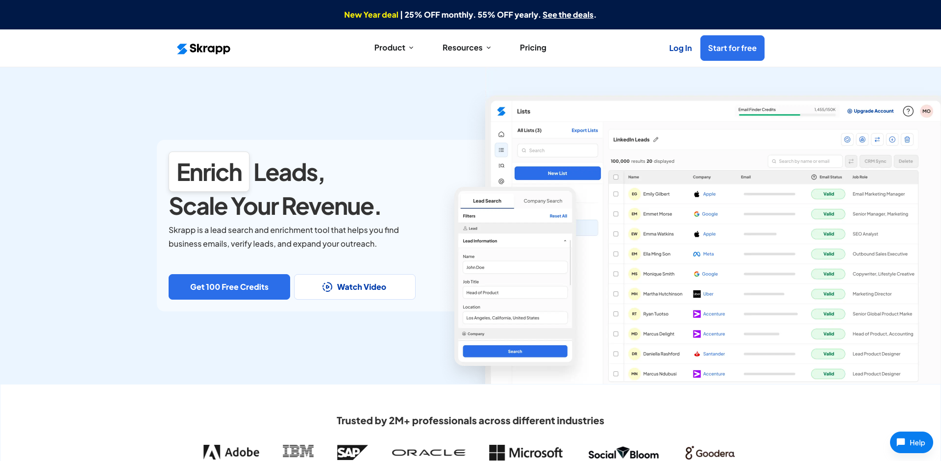 Skrapp.io homepage screenshot