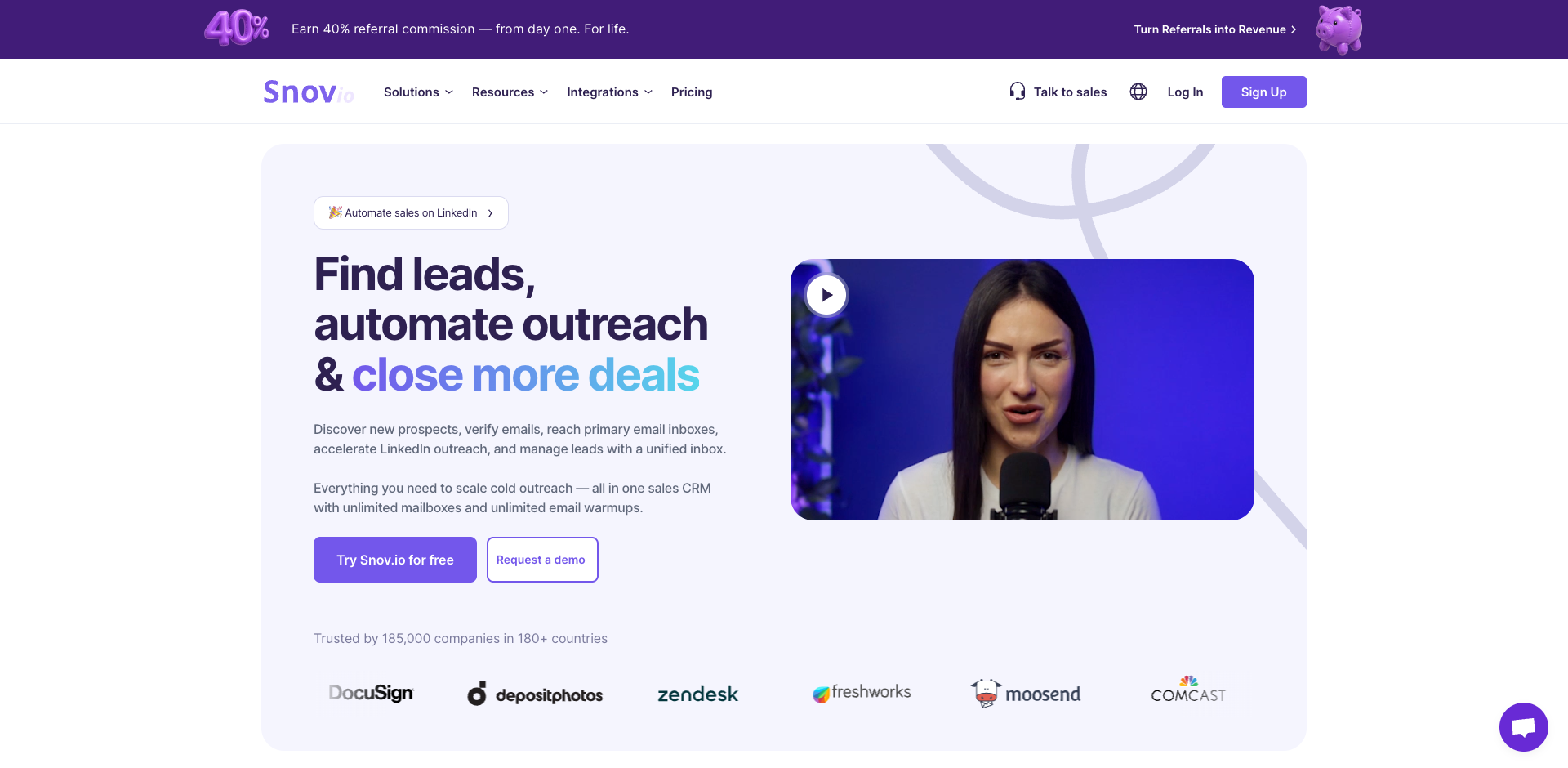 Snov.io homepage screenshot