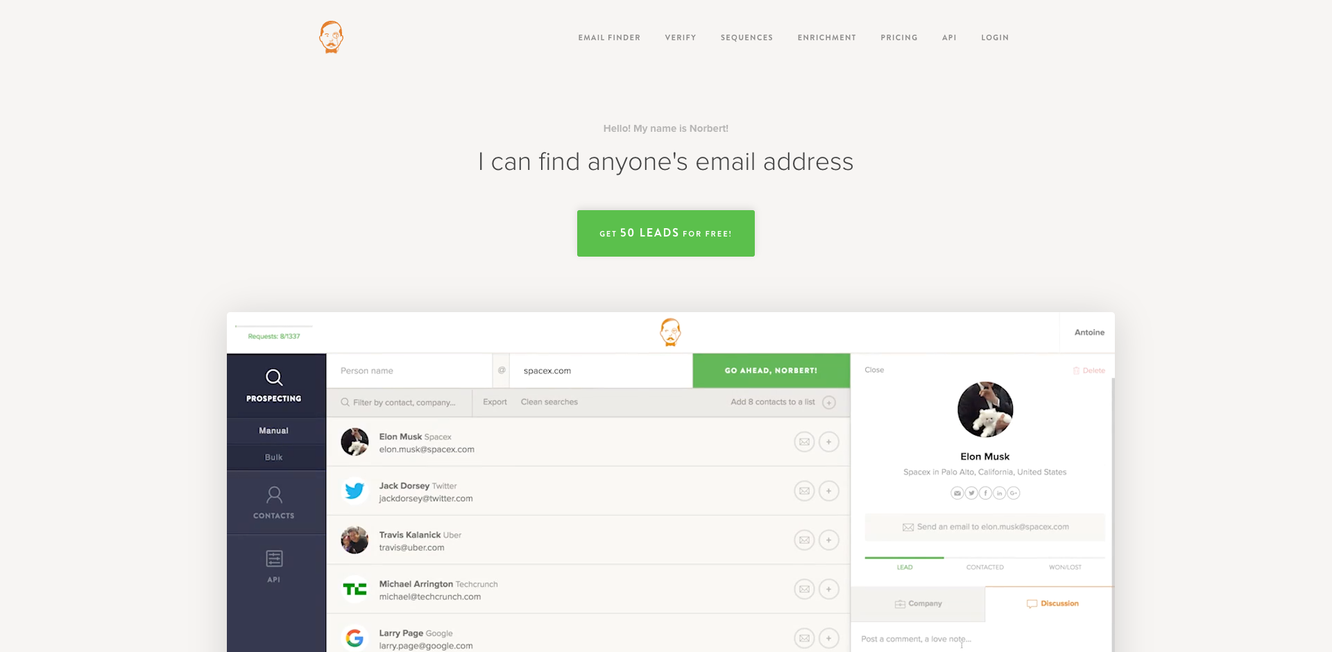 Voila Norbert homepage screenshot