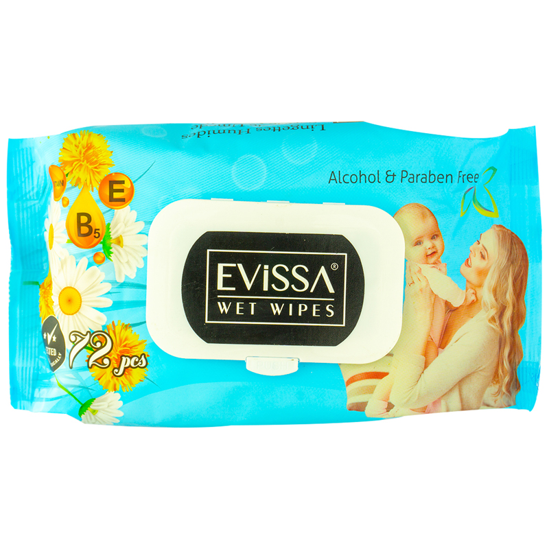 TOALLAS HUMEDAS EVISSA AZULES 72 UND