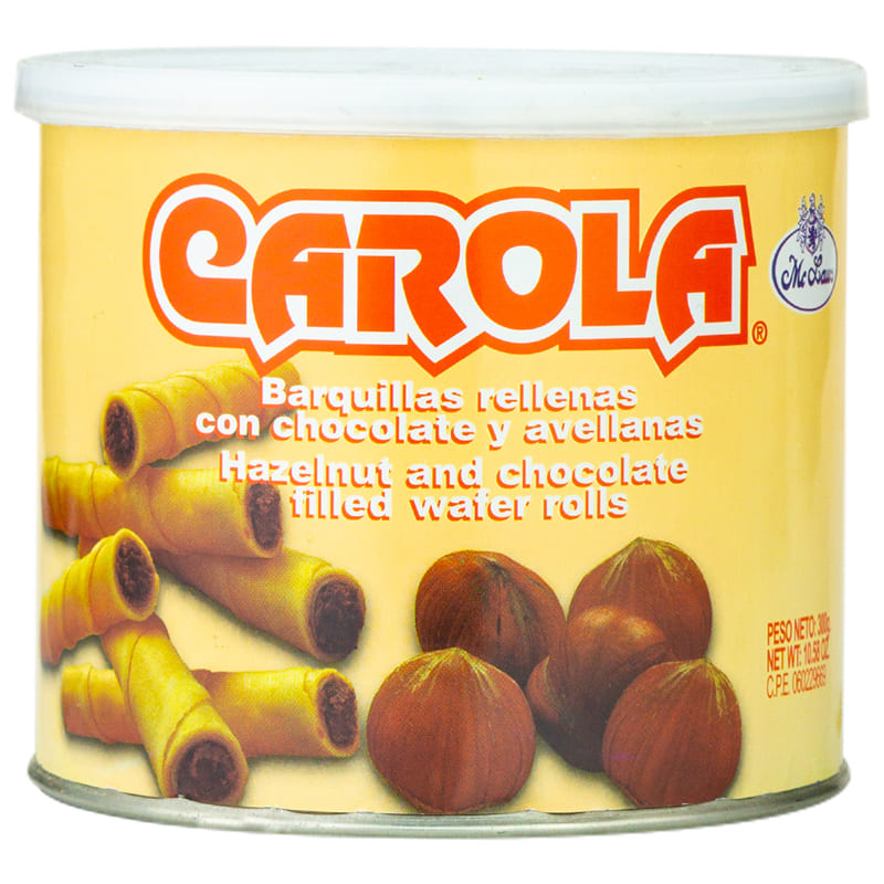 BARQUILLAS CAROLAS RELLENAS DE AVELLANAS 330 GR