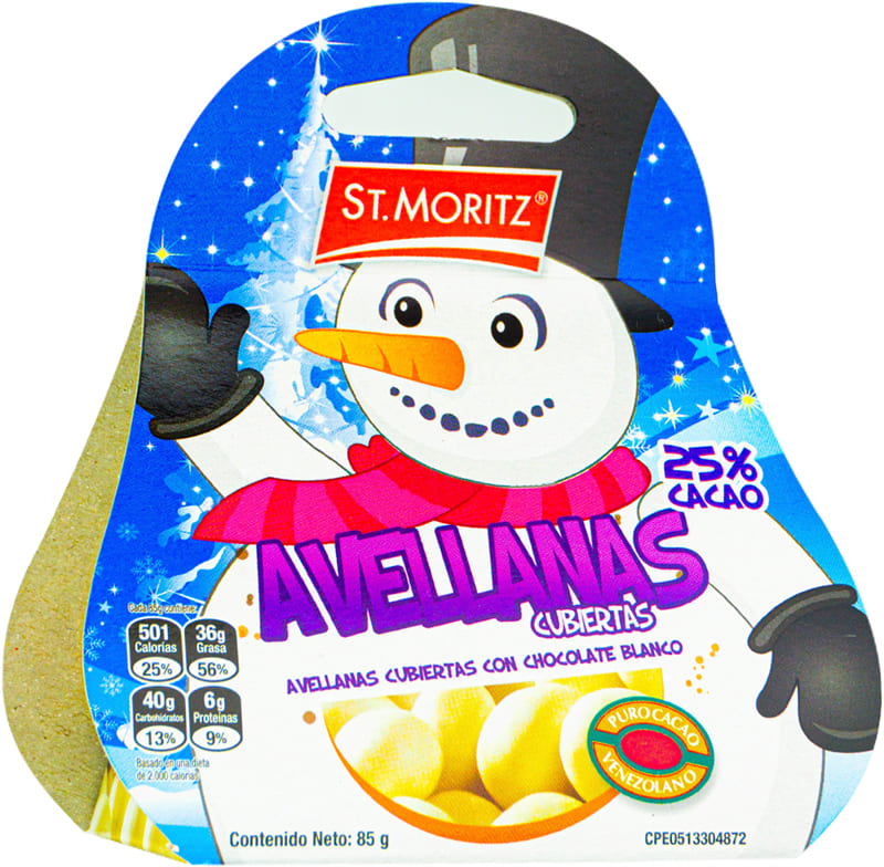 AVELLANAS ST.MORITZ CUBIERTAS DE CHOCOLATE BLANCO 85GR