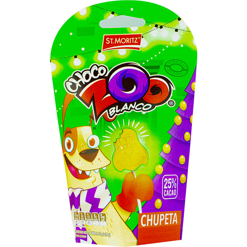 CHUPETAS DE CHOCO ZOO BLANCO 90GR