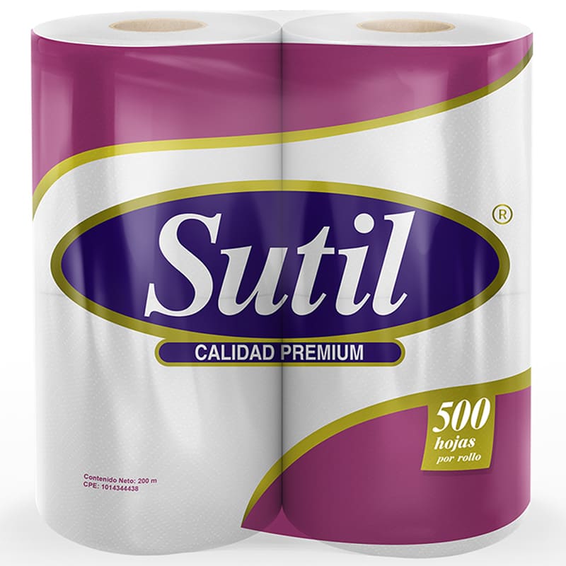 PAPEL HIGIENICO SUTIL 500 HOJAS 4UND