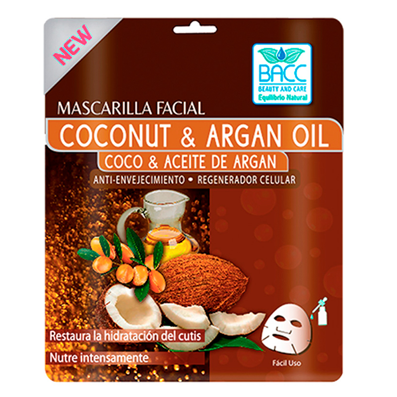 MASCARILLA FACIAL COCONUT Y ACEITE DE ARGAN BACC 40 GR