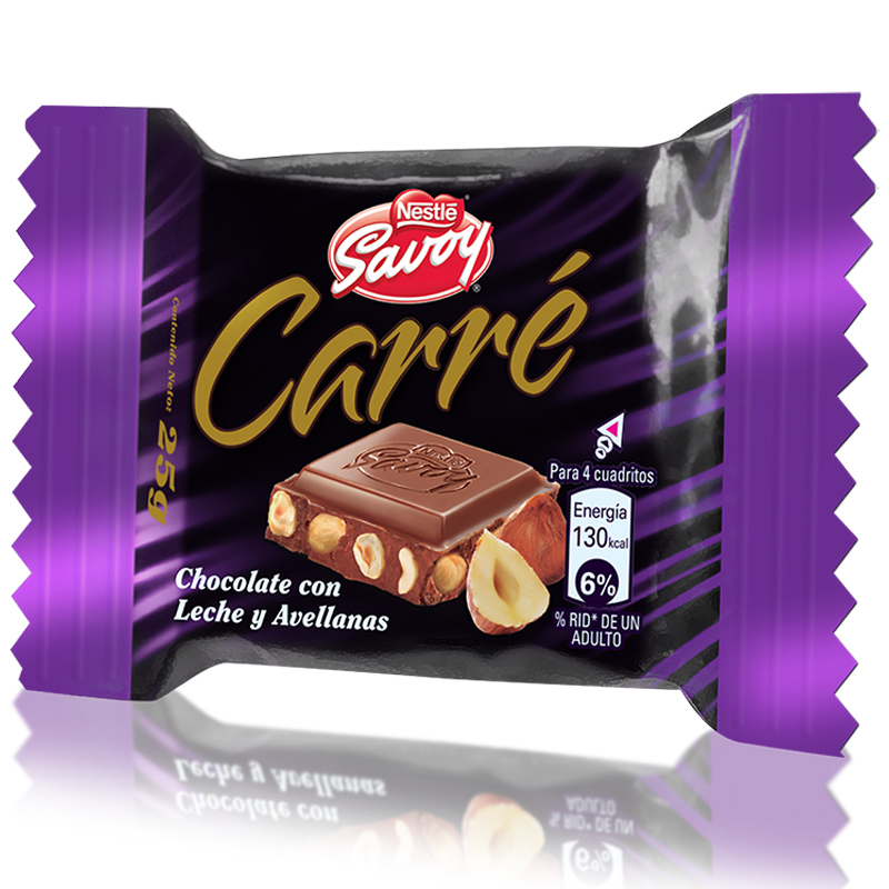 CHOCOLATE CARRE AVELLANAS 25GR