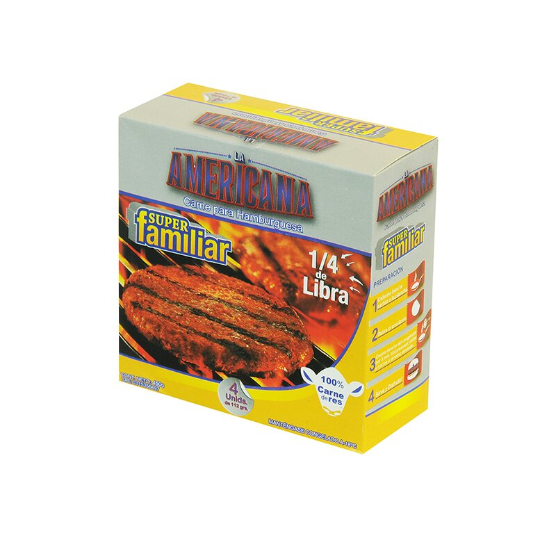 HAMBURGUESA DE RES LA AMERICANA 1/4L 4 UND