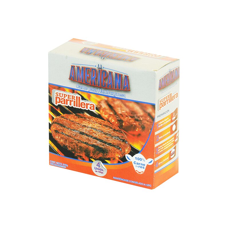HAMBURGUESA DE RES LA AMERICANA 160G 4 UND