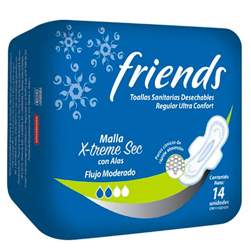 TOALLAS SANITARIAS FRIENDS MALLA REGULAR 14 UND