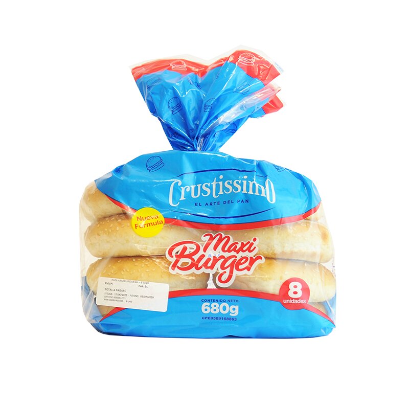 PAN HAMBURGUESA Crustissimo MAXI BURGER 8 UNIDADES
