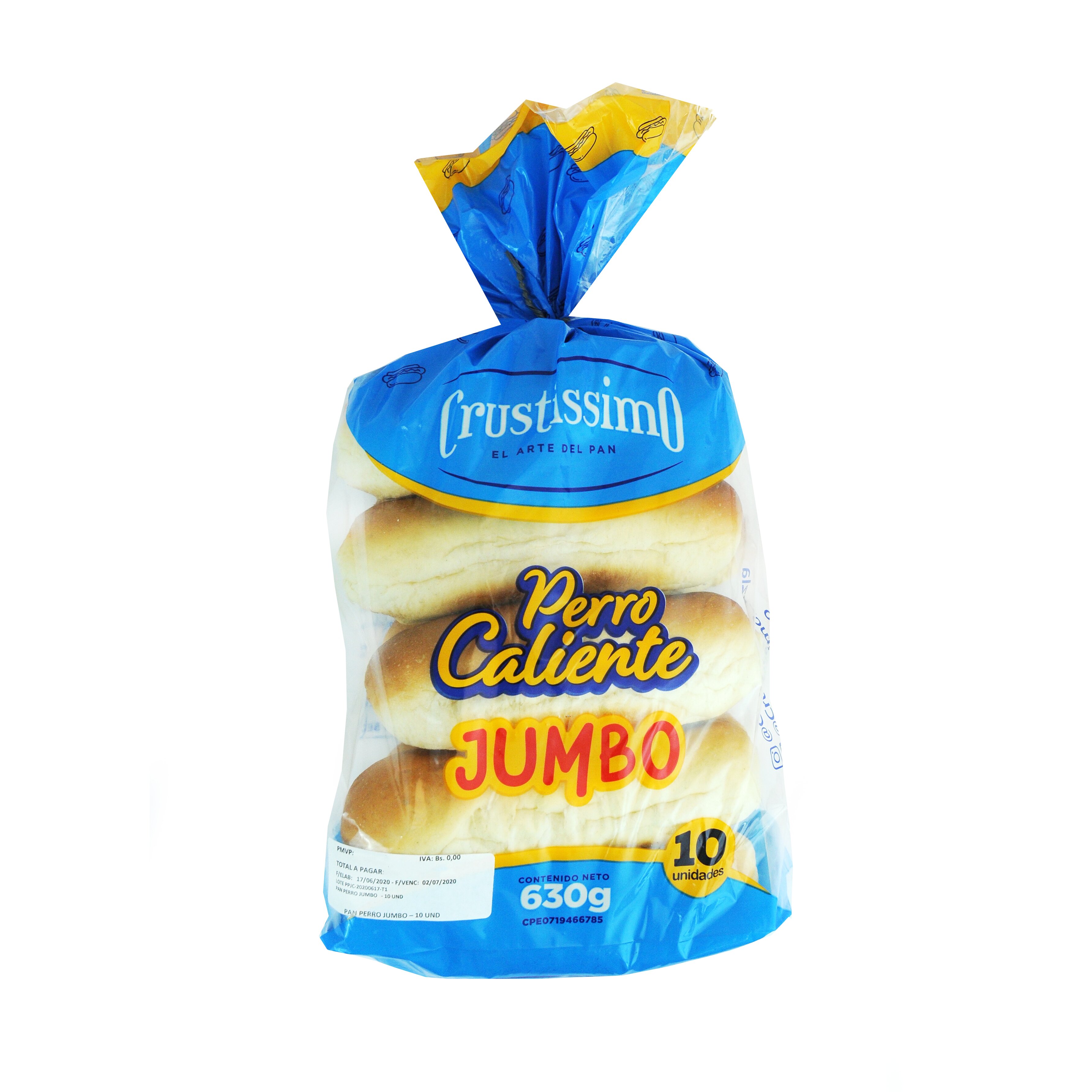 PAN DE PERRO CALIENTE CRUSTISSIMO JUMBO  630 GR