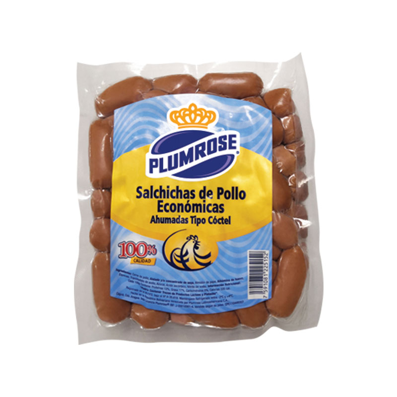 SALCHICHA  PLUMROSE POLLO AHUMADO COCTEL