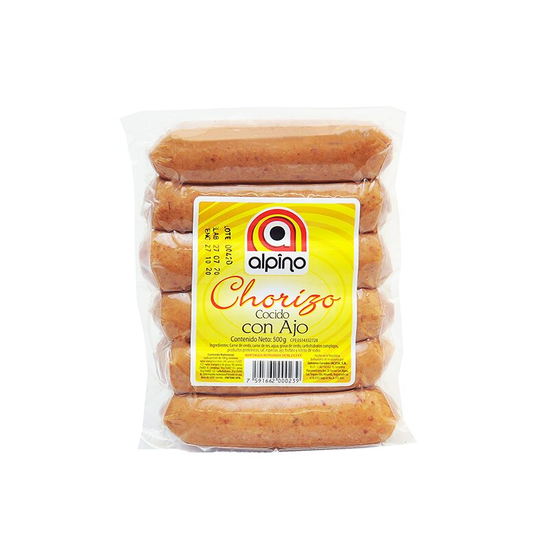 CHORIZO COCIDO CON AJO ALPINO  500 GR