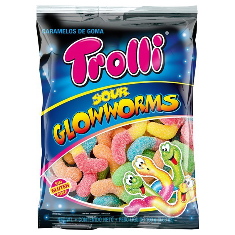 GOMITAS TROLLI SOUR GLOWWORMS 100 GR