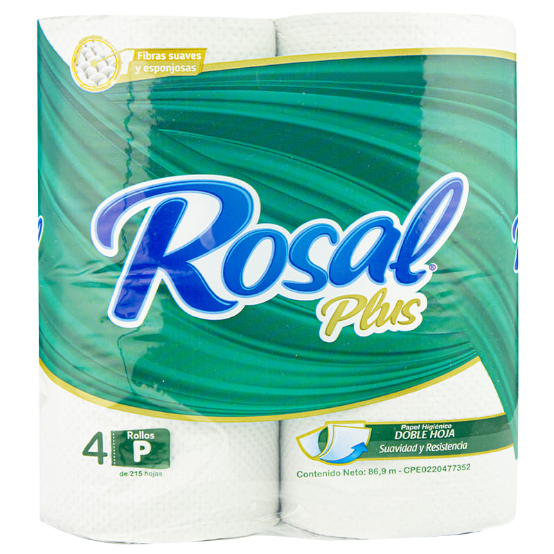 Papel Higienico Rosal Plus 215 Hojas 4 Unidades
