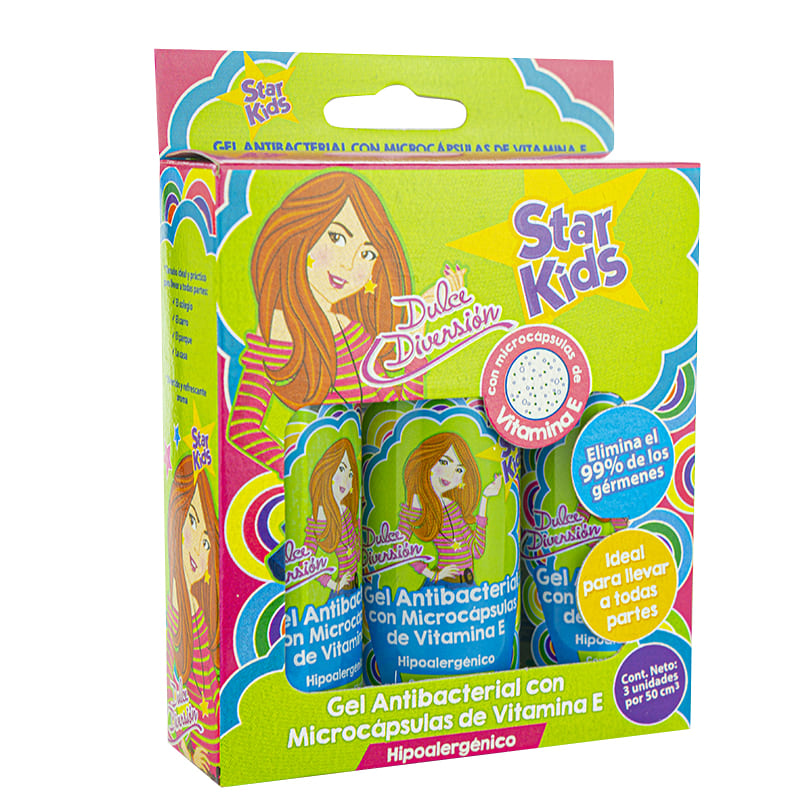 Gel Antibacterial Kids Estrellas Niñas 3 Unidades