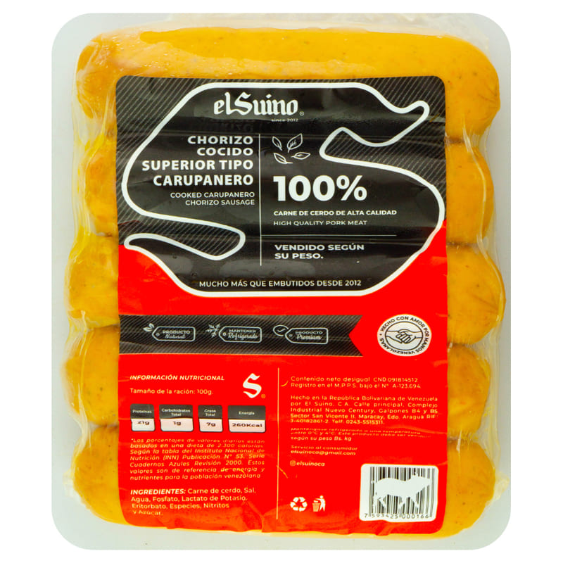 CHORIZO CARUPANERO EL SUINO 300 GR
