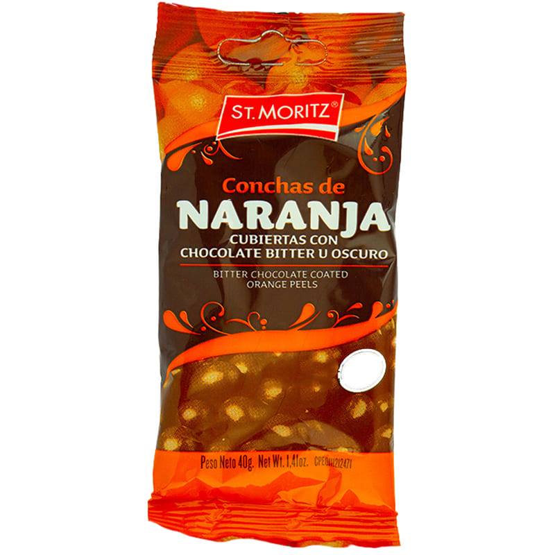 NARANJA CUBIERTAS CHOCOLATE OSCURO ST.MORITZ  40GR
