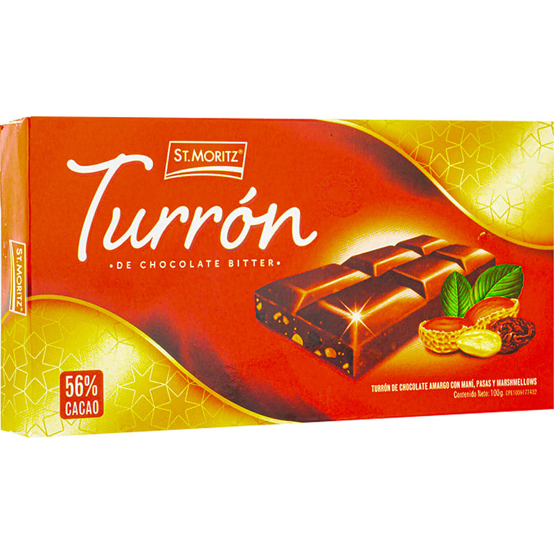 TURRON ST.MORITZ DE CHOCOLATE AMARGO 100GR