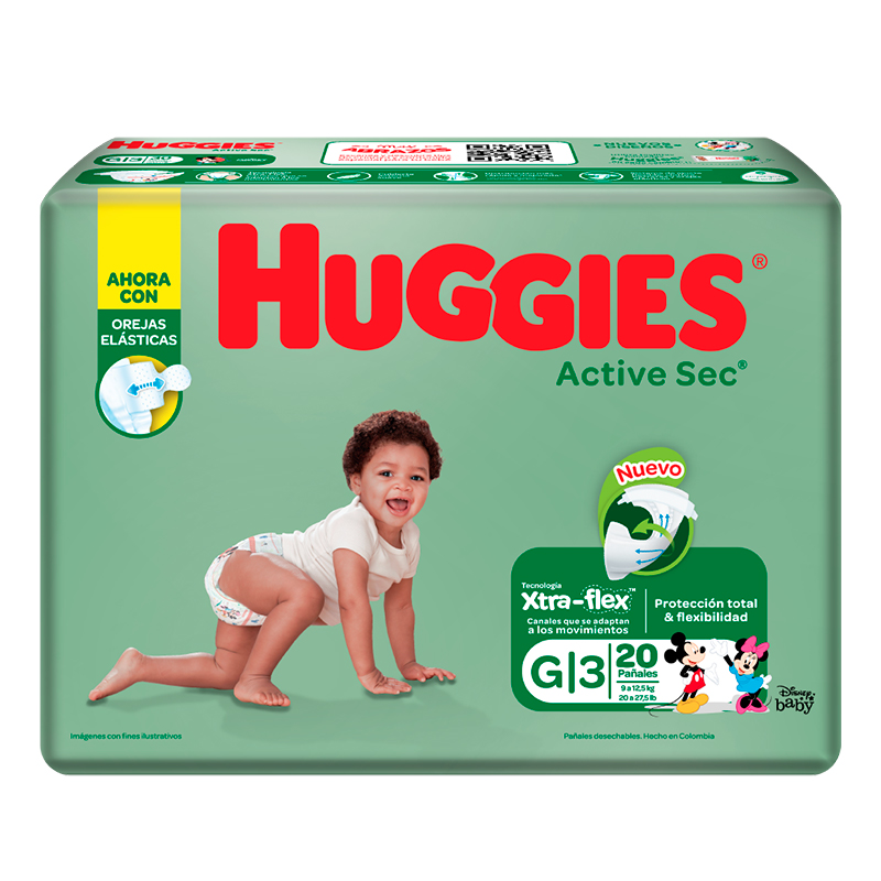 PAÑALES HUGGIES BEBE TALLA G 20 UND