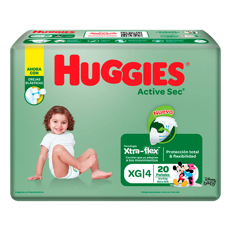 PAÑALES HUGGIES BEBE TALLA XG 20 UND