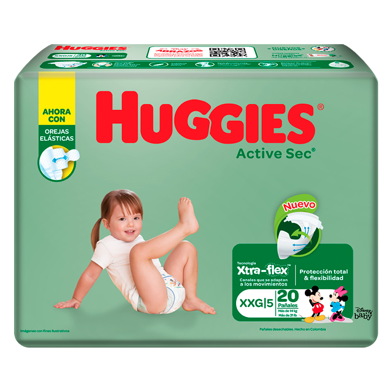 PAÑALES HUGGIES BEBE TALLA XXG 20 UND