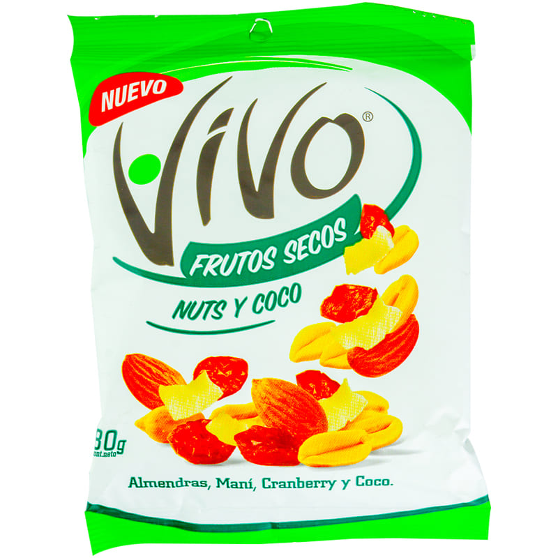 FRUTOS SECOS VIVO NUTS Y COCO 80 GR