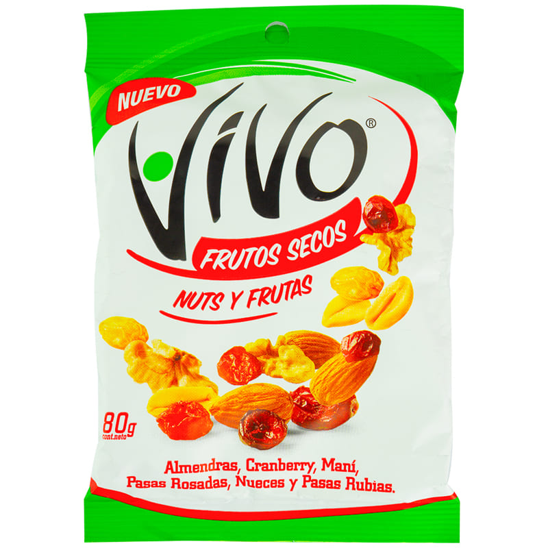 FRUTOS SECOS VIVO NUTS Y FRUTAS 80 GR