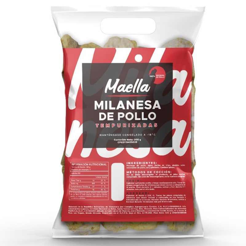 MILANESA DE POLLO TEMPURIZADA MAELLA 500GR
