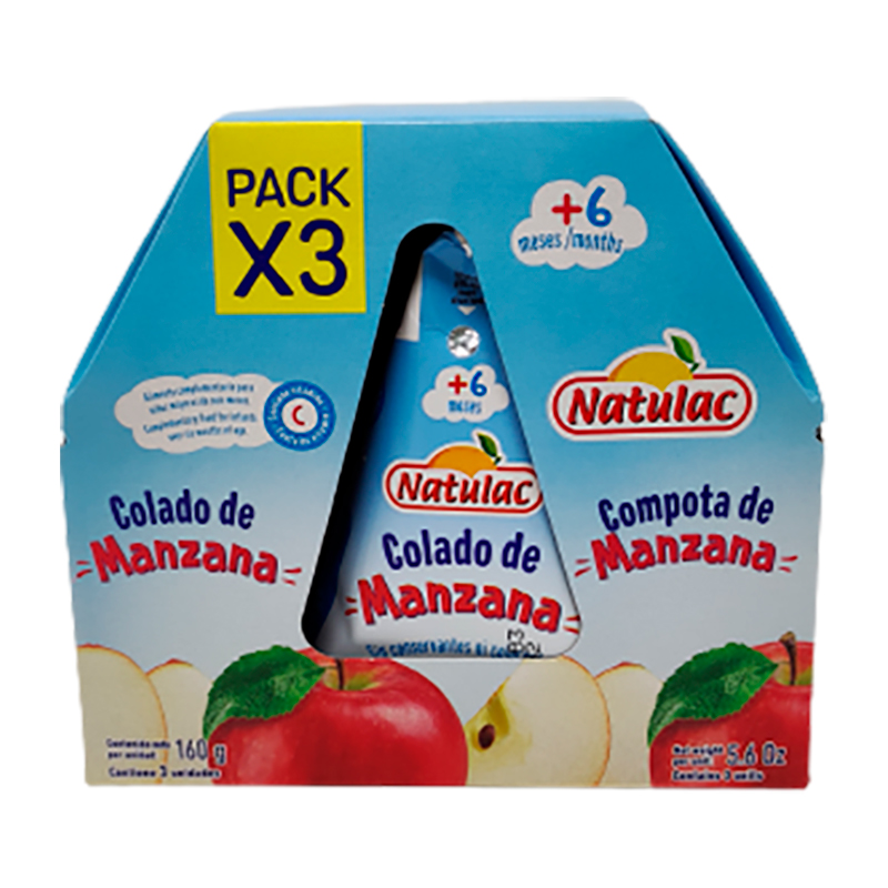 COLADO DE MANZANA NATULAC PACK 3X160 GR