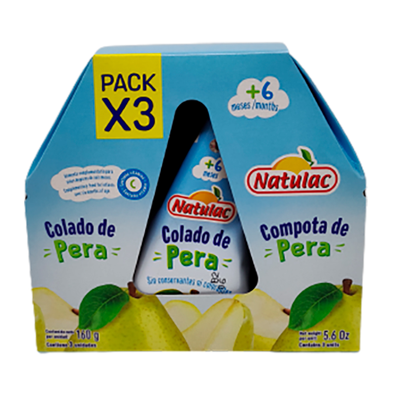 COLADO DE PERA NATULAC PACK 3X160 GR