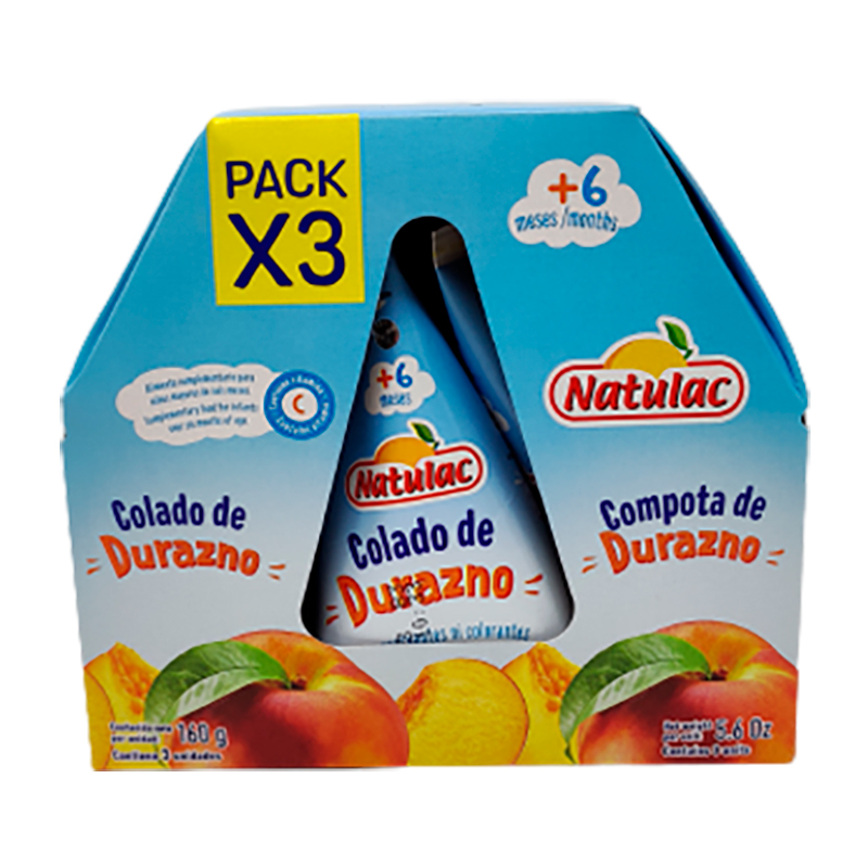 COLADO DE DURAZNO NATULAC PACK 3X160 GR