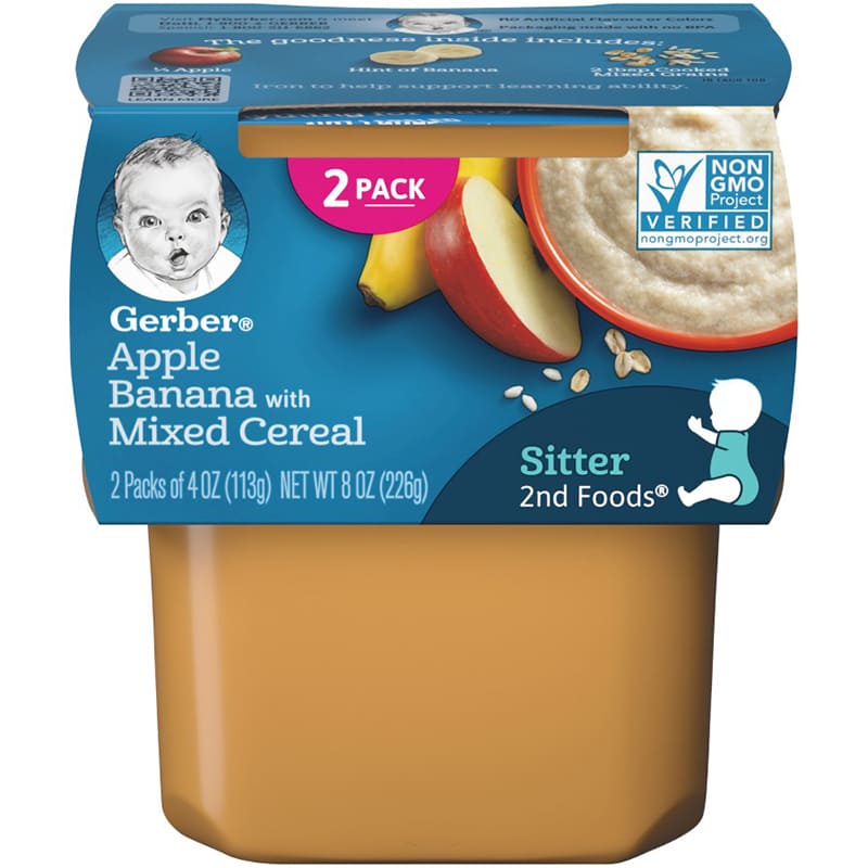 COMPOTA DE MANZANA & CAMBUR GERBER 2 UND (226 GR)