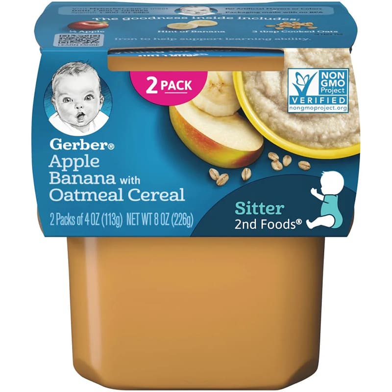 COMPOTA DE MANZANA & CAMBUR CON AVENA GERBER 2 UND (226 GR)