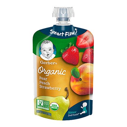 GERBER ORGANIC PEAR PEACH STRAWBERRY 99GR