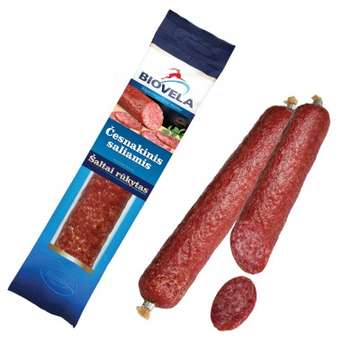 Šaltai rūkytas saliamis antra rūšis ČESNAKINIS, 230 g