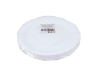 Baltos popierinės lėkštės 18 centimetrų skersmens, 40 vnt