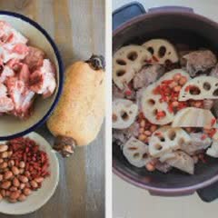 Cách làm canh sườn heo củ sen nấu đậu