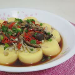 Cách làm Đậu Hũ Trứng Hấp Nấm Sốt Tương cực ngon miệng 