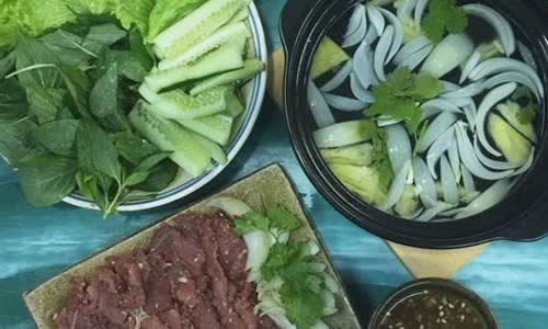 Cách làm Thịt Bò Nhúng Giấm nước dừa chấm mắm nêm
