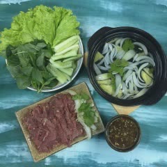 Cách làm Thịt Bò Nhúng Giấm nước dừa chấm mắm nêm