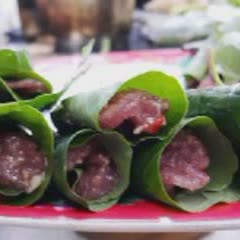 Cách làm hả bò cuốn lá lốt béo thơm